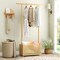 Clothes Rack with PE Rattan Storage Basket Freestanding Garment Organizer with Hanging Rod